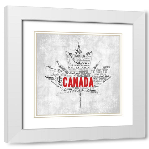 Canada Provinces White Modern Wood Framed Art Print with Double Matting by OnRei