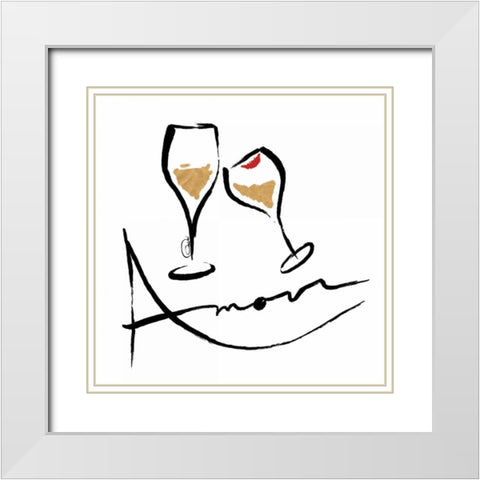 AMOUR Champagne White Modern Wood Framed Art Print with Double Matting by OnRei