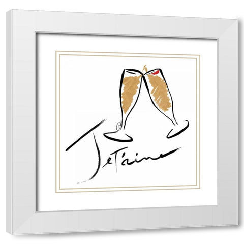 Jetaime Champagne White Modern Wood Framed Art Print with Double Matting by OnRei