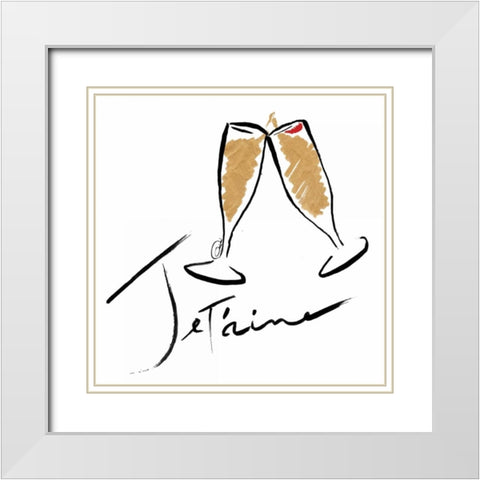 Jetaime Champagne White Modern Wood Framed Art Print with Double Matting by OnRei