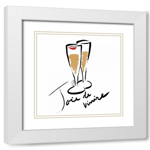 Joie de Vivire Champagne White Modern Wood Framed Art Print with Double Matting by OnRei