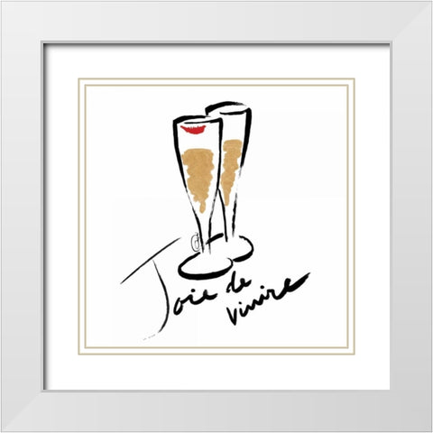 Joie de Vivire Champagne White Modern Wood Framed Art Print with Double Matting by OnRei