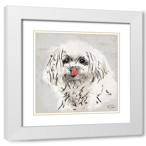 Wet Nose White Modern Wood Framed Art Print with Double Matting by OnRei