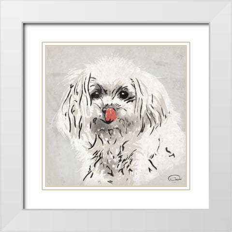 Wet Nose White Modern Wood Framed Art Print with Double Matting by OnRei