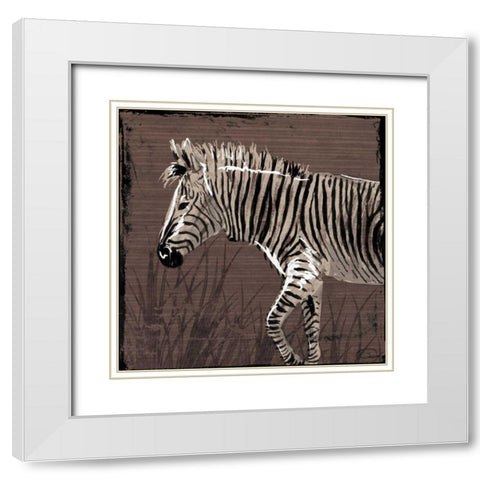 Zebra Walk Brown White Modern Wood Framed Art Print with Double Matting by OnRei