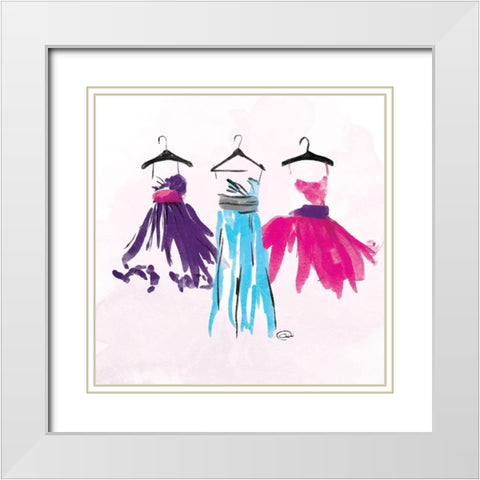 Dresses Watercolor Mate White Modern Wood Framed Art Print with Double Matting by OnRei