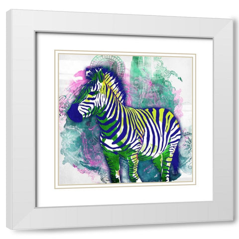 Zebra Henna White Modern Wood Framed Art Print with Double Matting by OnRei