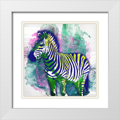 Zebra Henna White Modern Wood Framed Art Print with Double Matting by OnRei