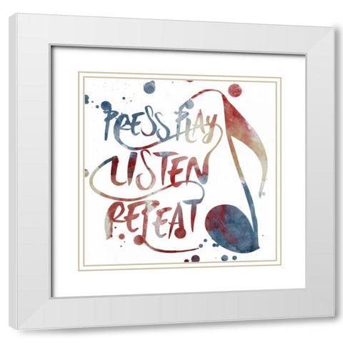 Press Play White Modern Wood Framed Art Print with Double Matting by OnRei