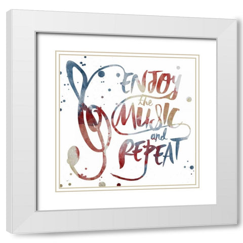 Enjoy the Music White Modern Wood Framed Art Print with Double Matting by OnRei