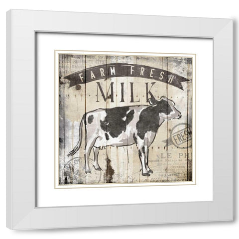 Farm Fresh Milk White Modern Wood Framed Art Print with Double Matting by OnRei