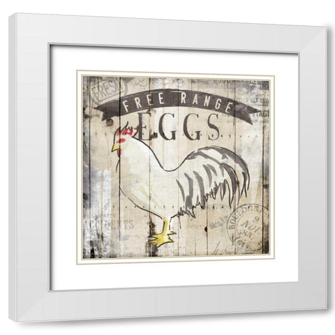 Free Range Eggs White Modern Wood Framed Art Print with Double Matting by OnRei