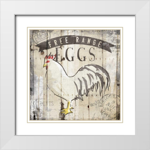 Free Range Eggs White Modern Wood Framed Art Print with Double Matting by OnRei