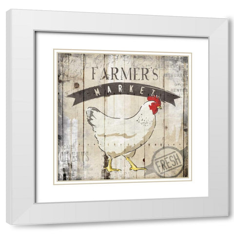 Farmers Market White Modern Wood Framed Art Print with Double Matting by OnRei