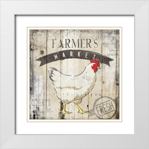 Farmers Market White Modern Wood Framed Art Print with Double Matting by OnRei