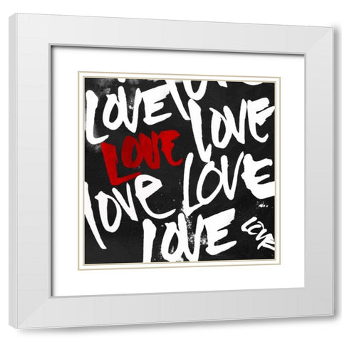 Love Love Love White Modern Wood Framed Art Print with Double Matting by OnRei