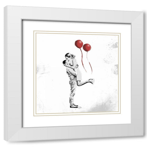 True Love Red Pop Mate White Modern Wood Framed Art Print with Double Matting by OnRei