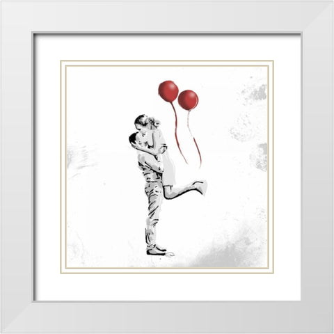 True Love Red Pop Mate White Modern Wood Framed Art Print with Double Matting by OnRei