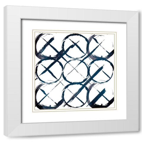 XOXO Blue White Modern Wood Framed Art Print with Double Matting by OnRei