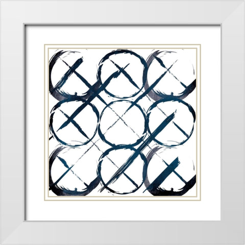 XOXO Blue White Modern Wood Framed Art Print with Double Matting by OnRei