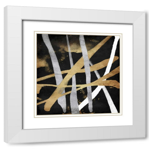 Golden Links White Modern Wood Framed Art Print with Double Matting by OnRei