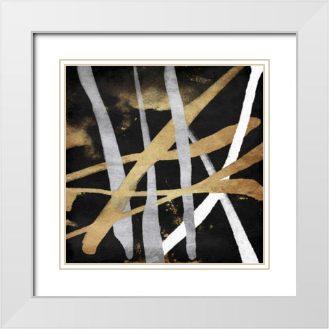 Golden Links White Modern Wood Framed Art Print with Double Matting by OnRei