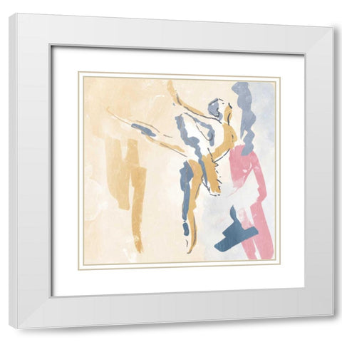 Sketched Ballerina 2 White Modern Wood Framed Art Print with Double Matting by OnRei