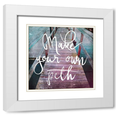 Dock Path White Modern Wood Framed Art Print with Double Matting by OnRei