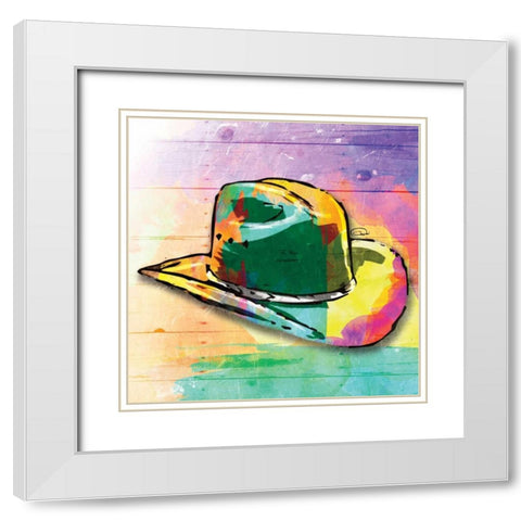 Colorful Hat White Modern Wood Framed Art Print with Double Matting by OnRei