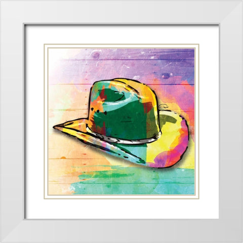 Colorful Hat White Modern Wood Framed Art Print with Double Matting by OnRei