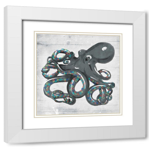 Octo Rings White Modern Wood Framed Art Print with Double Matting by OnRei