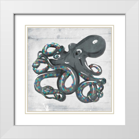 Octo Rings White Modern Wood Framed Art Print with Double Matting by OnRei