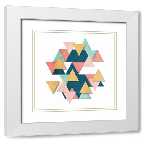 Floating Gems White Modern Wood Framed Art Print with Double Matting by OnRei