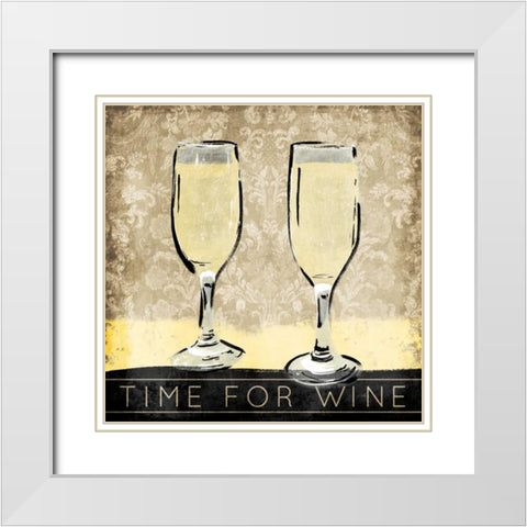 Time For Wine White Modern Wood Framed Art Print with Double Matting by OnRei