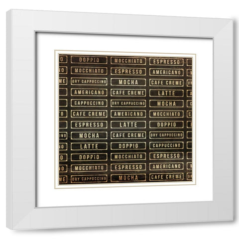 Coffee List White Modern Wood Framed Art Print with Double Matting by OnRei