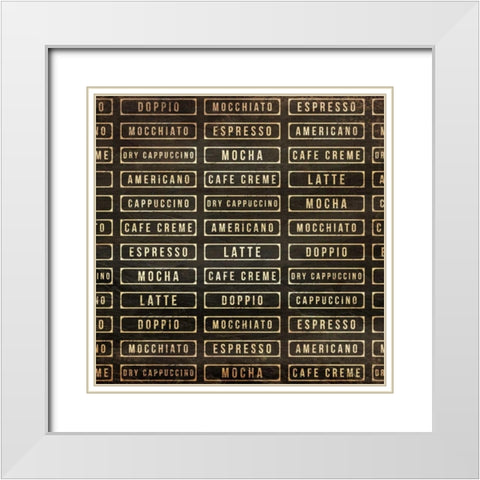 Coffee List White Modern Wood Framed Art Print with Double Matting by OnRei