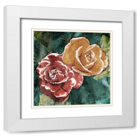 Loving Roses White Modern Wood Framed Art Print with Double Matting by OnRei