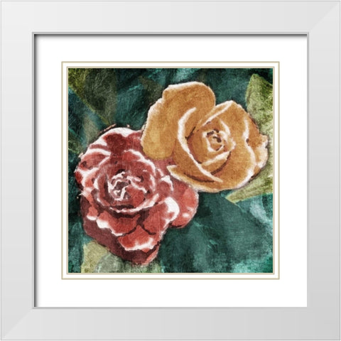 Loving Roses White Modern Wood Framed Art Print with Double Matting by OnRei