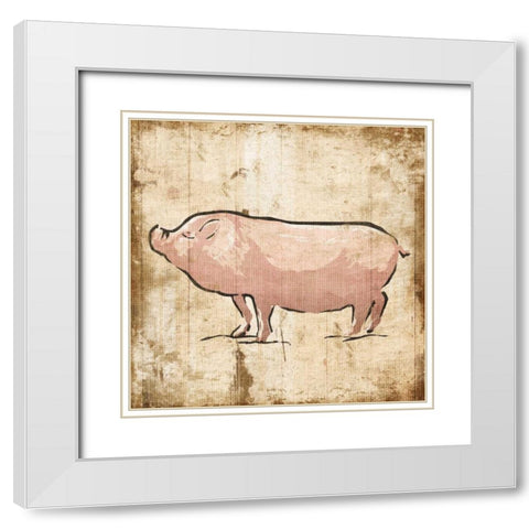 Cream Pig White Modern Wood Framed Art Print with Double Matting by OnRei