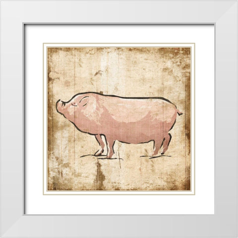 Cream Pig White Modern Wood Framed Art Print with Double Matting by OnRei