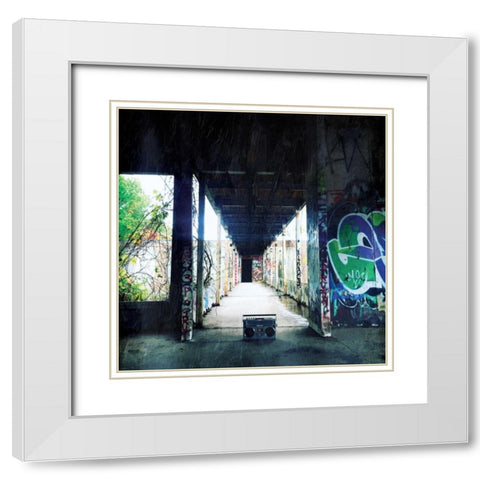 Hallway Boom White Modern Wood Framed Art Print with Double Matting by OnRei