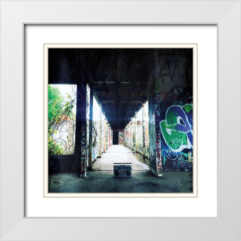 Hallway Boom White Modern Wood Framed Art Print with Double Matting by OnRei