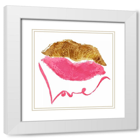 Love Lips White White Modern Wood Framed Art Print with Double Matting by OnRei