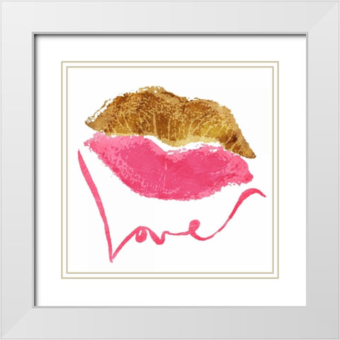 Love Lips White White Modern Wood Framed Art Print with Double Matting by OnRei