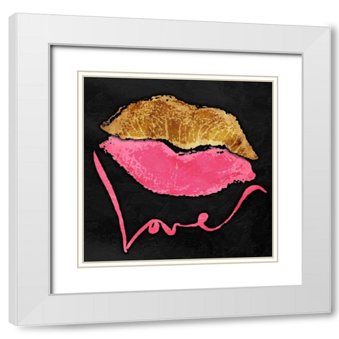 Love Lips White Modern Wood Framed Art Print with Double Matting by OnRei