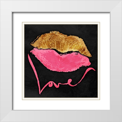 Love Lips White Modern Wood Framed Art Print with Double Matting by OnRei