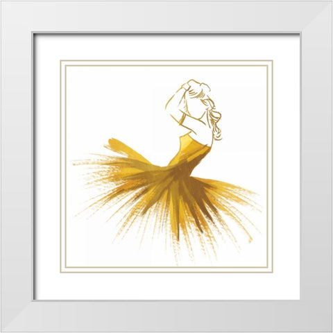 Gold Attitude White Modern Wood Framed Art Print with Double Matting by OnRei