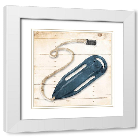 Blue Buoy White Modern Wood Framed Art Print with Double Matting by OnRei