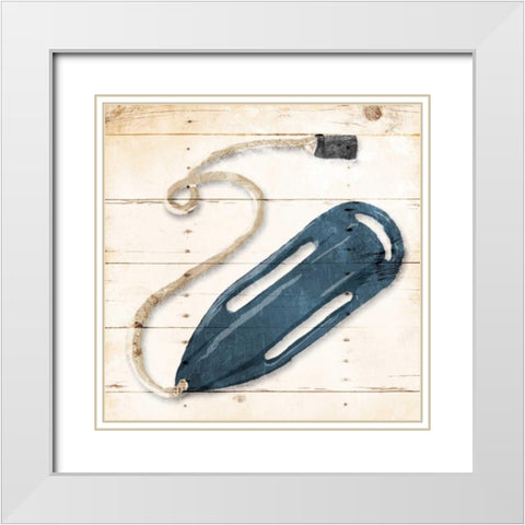 Blue Buoy White Modern Wood Framed Art Print with Double Matting by OnRei