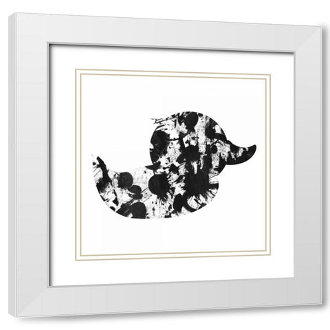 Splatter Duck White Modern Wood Framed Art Print with Double Matting by OnRei